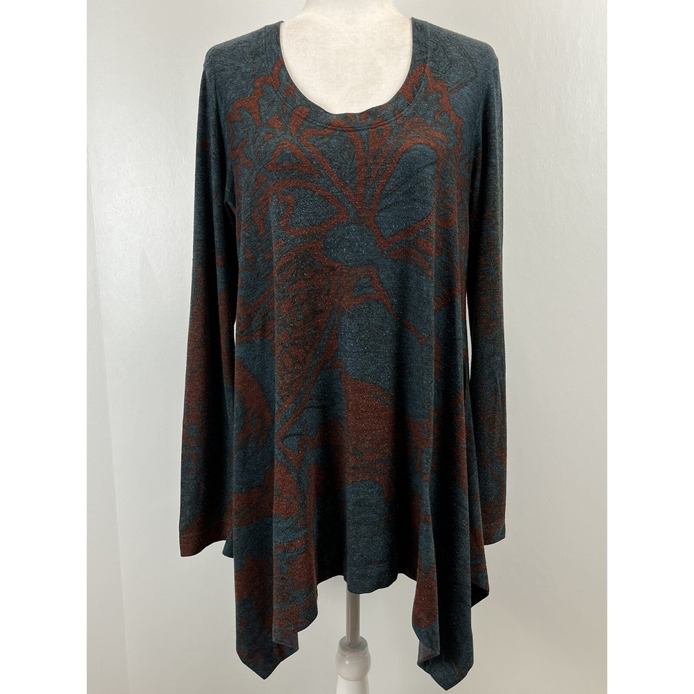 Soft Surroundings Renaissance asymmetrical hem long sleeve  Tunic Top Sz Medium